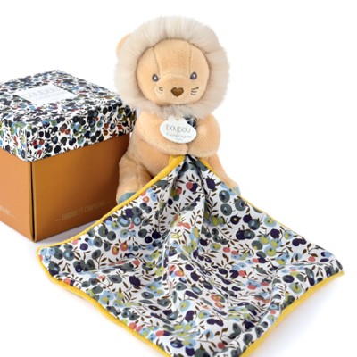 Doudou LION  jaune avec mouchoir - BOH'AIME - 15 cm