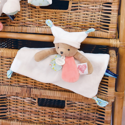 Doudou plat Ours 3 histoires - Blanc