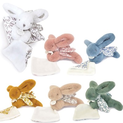 Lapin DOUDOU® - Assortiment de 6 Peluches lapins  avec doudou assorti - 16 cm