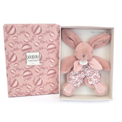 DOUDOU® lapin rose- Doudou plat - 18  cm