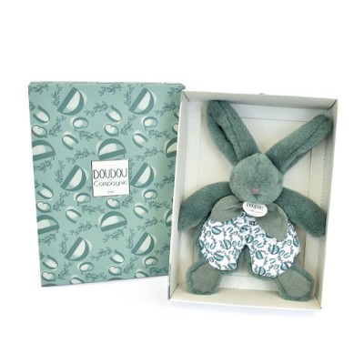 DOUDOU® lapin vert - Doudou plat - 18 cm