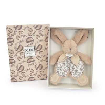 DOUDOU® lapin beige - Doudou plat - 18 cm