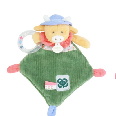 Doudou vache avec hochet billes - Aneth -21 cm