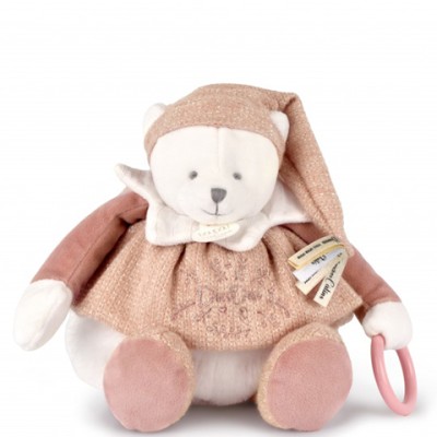 Peluche eveil Bébé Ours Rose - 30 cm - Collection Anniversaire