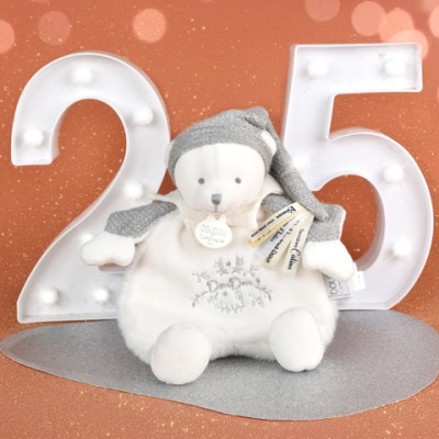 Doudou Ours cape Gris - 25 cm - Collection Anniversaire