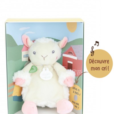 Peluche mouton - 17 cm - DOUDOU de la ferme avec boite sonore