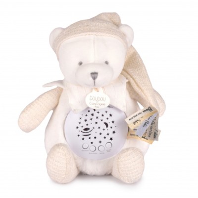 Ours veilleuse musicale projection d'étoiles blanc - collection anninversaire