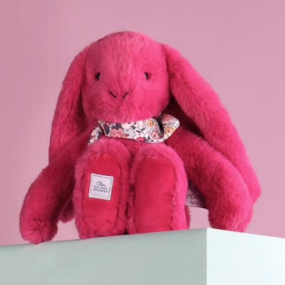 Peluche lapin Rose fuchsia - 25cm - Lapin Fleurette