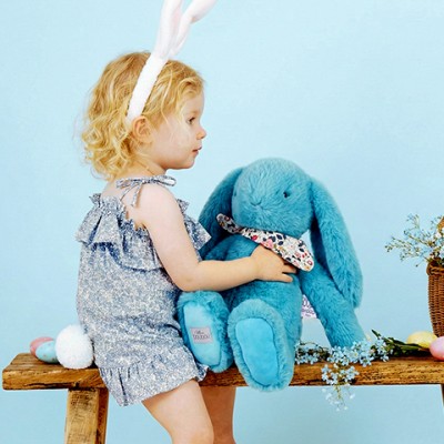 Peluche lapin Turquoise XXL - Lapin Fleurette 50 cm