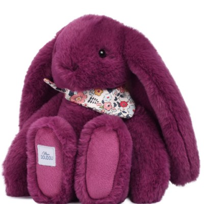Peluche lapin prune 25 cm - Lapin Fleurette