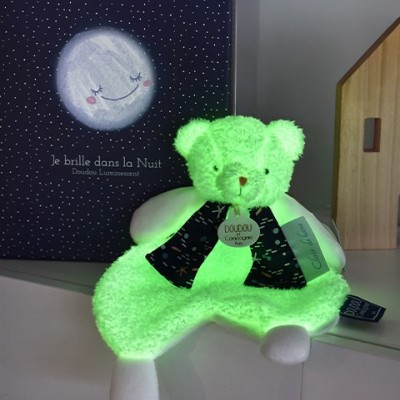 Doudou plat Ours Luminescent - 26 cm - Clair de Lune