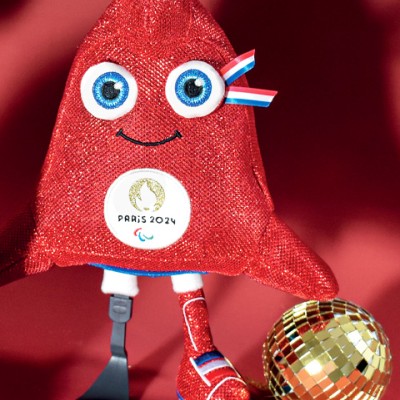 Peluche mascotte Jeux Paralympiques Paris 2024 fabriquée en France - Edition limitée version maille lurex- 29 cm