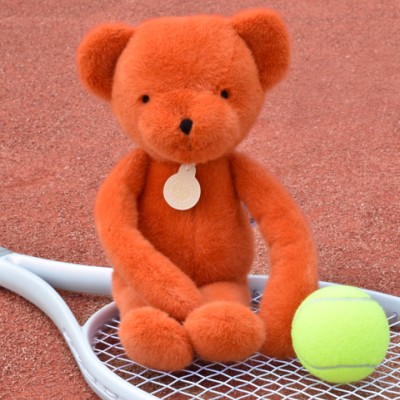 Ours en peluche Orange Terracotta - Roland Garros- 40 cm - Fabriqué en France