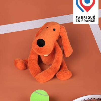 Chien en peluche Orange Terracotta - Roland Garros- 40 cm - Fabriqué en France