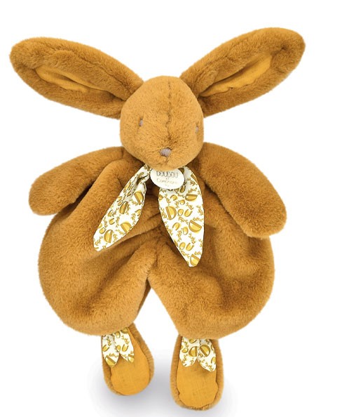 Doudou plat lapin Jaune moutarde - 29 cm