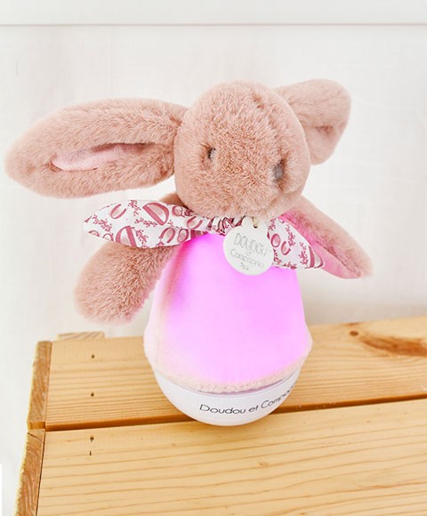 veilleuse bébé lapin rose