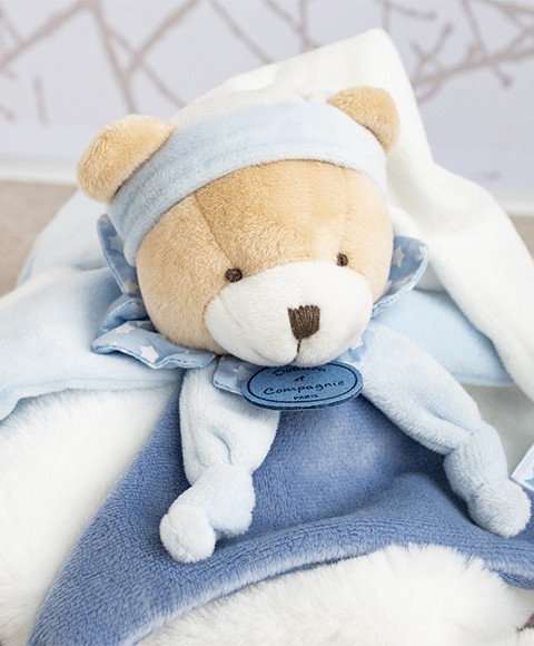 doudou plat ours petit chou bleu