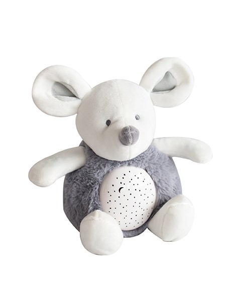 veilleuse musicale souris grise avec projection lumineuses