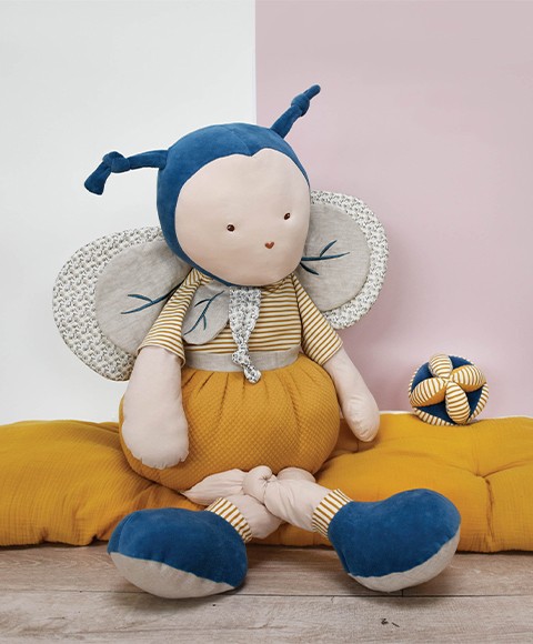 peluche geante 90 cm abeille en coton bio
