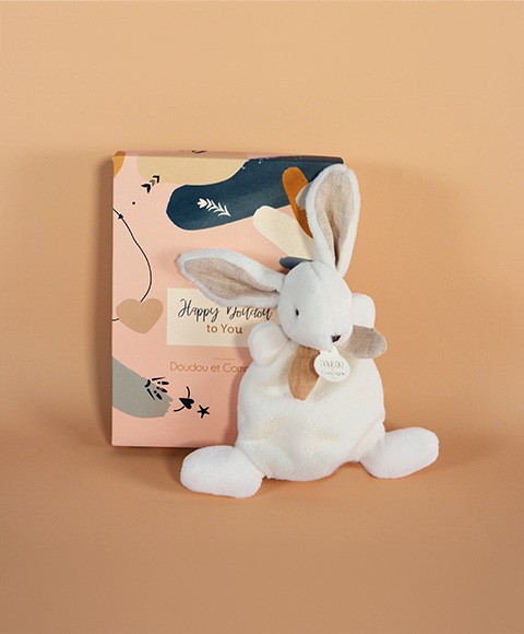 mini doudou lapin écru marron