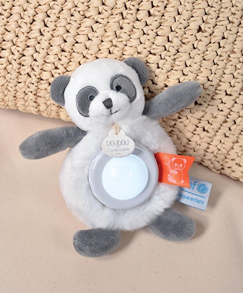 peluche veilleuse panda gris et blanc