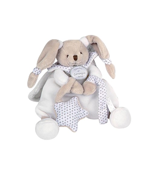 Doudou attache tétine lapin blanc Céleste - 20 cm