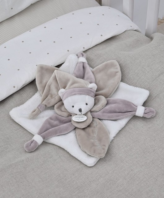 doudou ours avec pétales marron