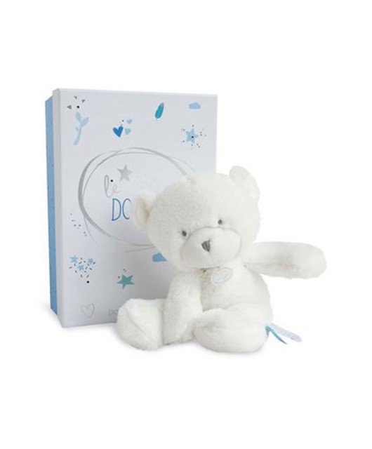 Ours en peluche écru et bleu - 26 cm