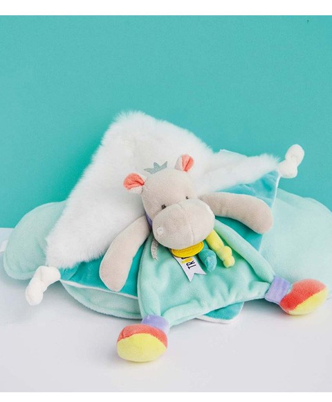 Doudou plat Hippopotame vert