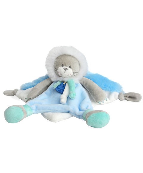 Doudou plat Lion bleu