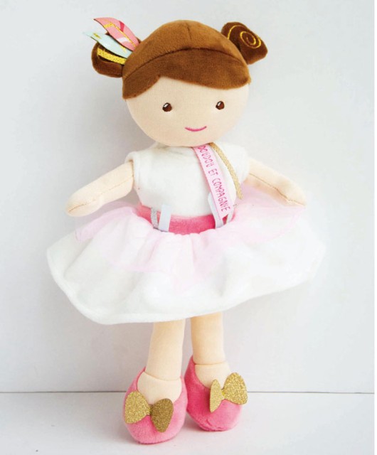 Poupée en tissu ballerine blanche Ombelline - 30 cm