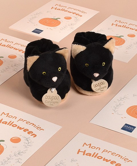 chaussons chat noir