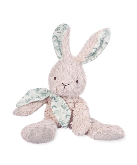 peluche lapin gris en coton bio avec imprimé végétal