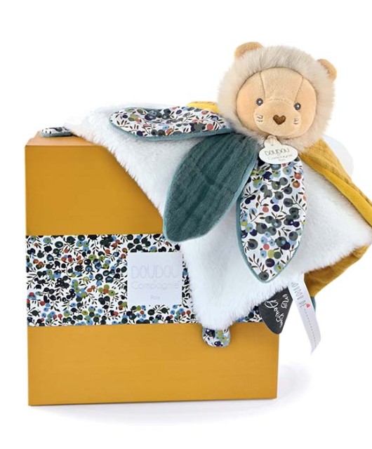 Doudou pétale lion jaune et vert - boh'aime - Doudou et compagnie - DC4025