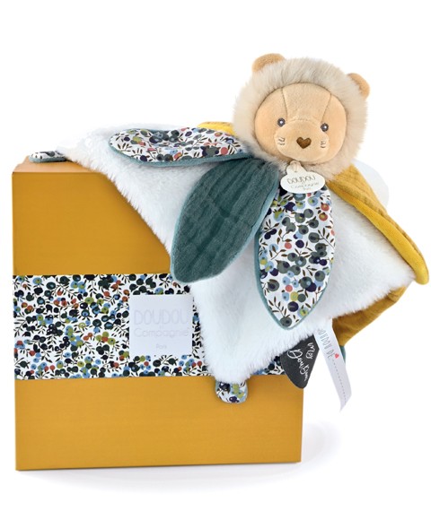 Doudou pétale lion jaune et vert - boh'aime - Doudou et compagnie - DC4025