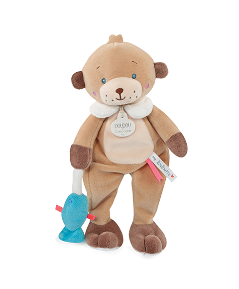doudou loutre marron avec poisson