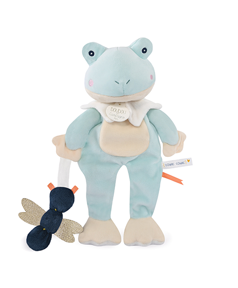doudou grenouille verte avec libellule