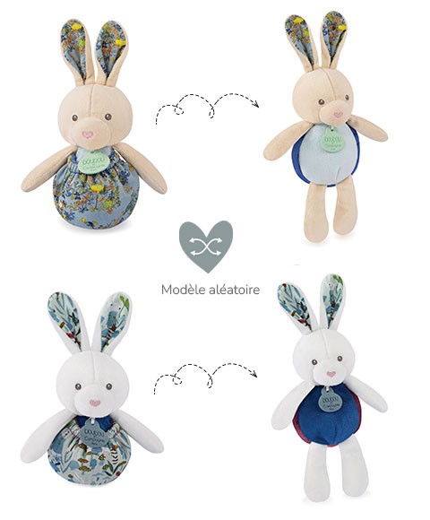 doudou lapin transformable balle bleu