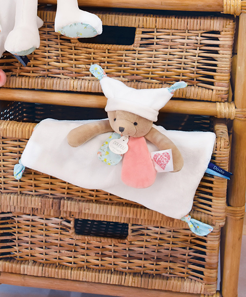 Doudou plat Ours 3 histoires - Blanc