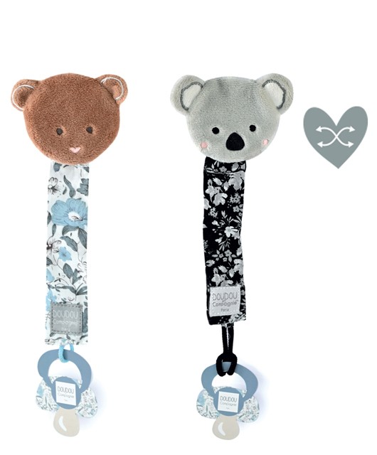 Attache tétine ours ou koala  Boh'aime - Bleu - noir