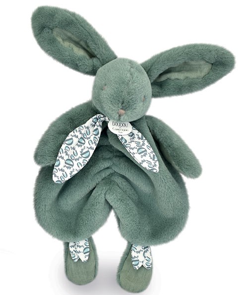 Doudou plat lapin  Vert - 29 cm