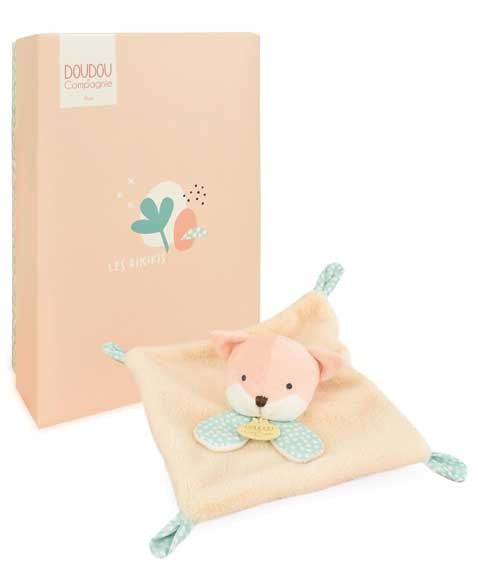 Mini Doudou renard plat orange - 19 cm