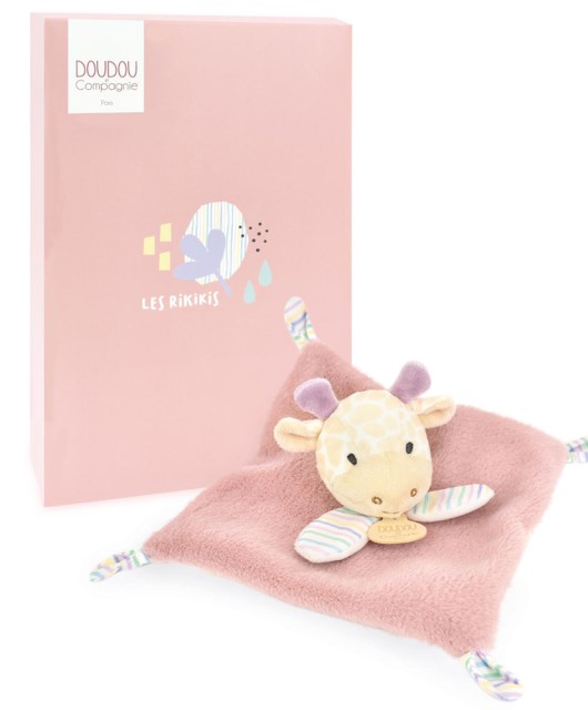 Doudou girafe rose - 19 cm