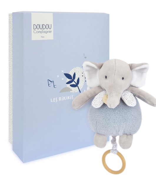 Boite a musique bebe à tirer - Elephant bleu