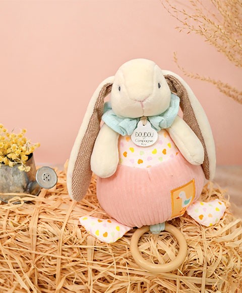 Boite à musique rose LAPIN CIBOULETTE - 20 cm