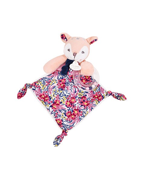 Doudou hochet a billes Faon rose