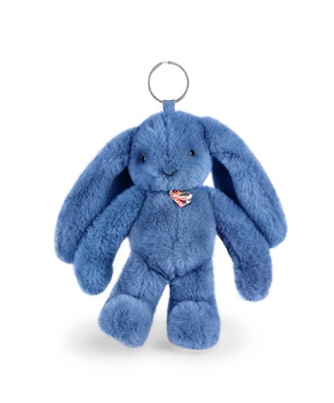 Porte clés en peluche lapin Bleu - 18 cm- Lapin grandes oreilles et bandana
