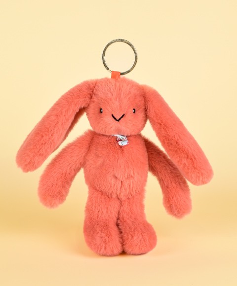 Porte clés lapin debout orange - 18 cm- Lapin Fleurette