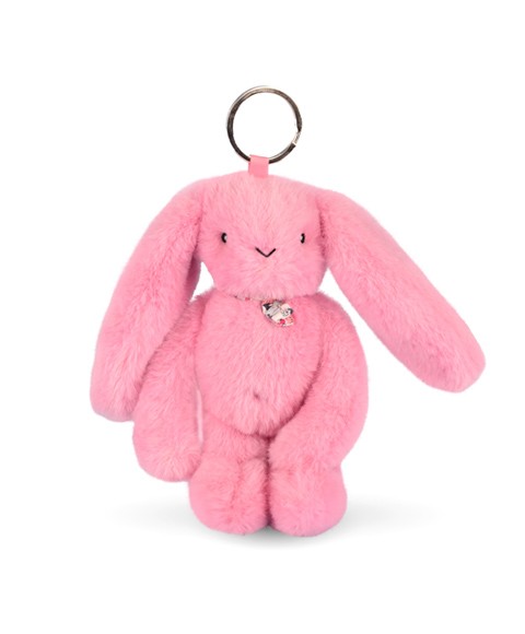 Porte clé en peluche Lapin rose - 18 cm - grandes oreilles