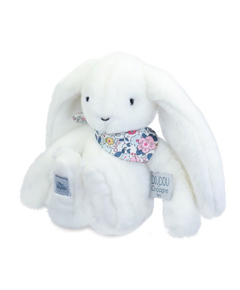Peluche lapin grandes oreilles blanc 25 cm